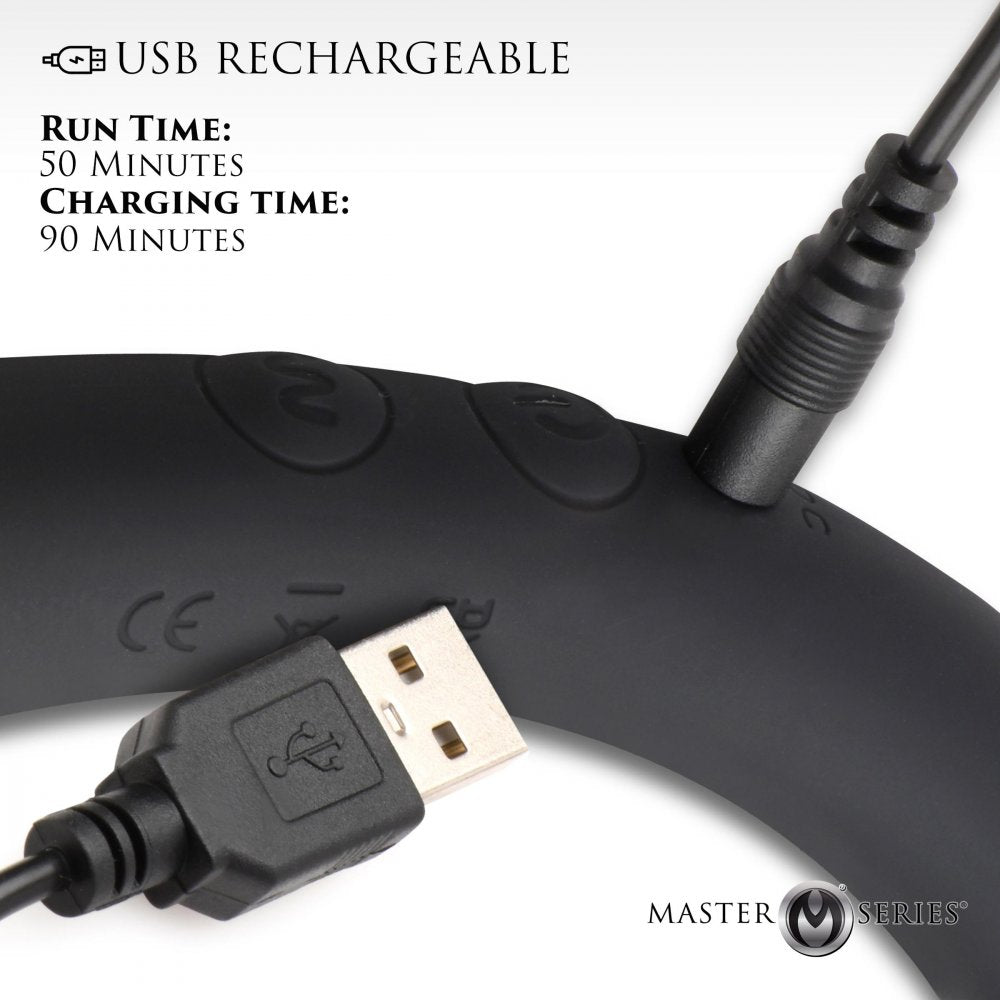 10X Vibra-Crescent Vibrating Silicone Dual-Ended Dildo - DealByEthan.gay loves Master Series