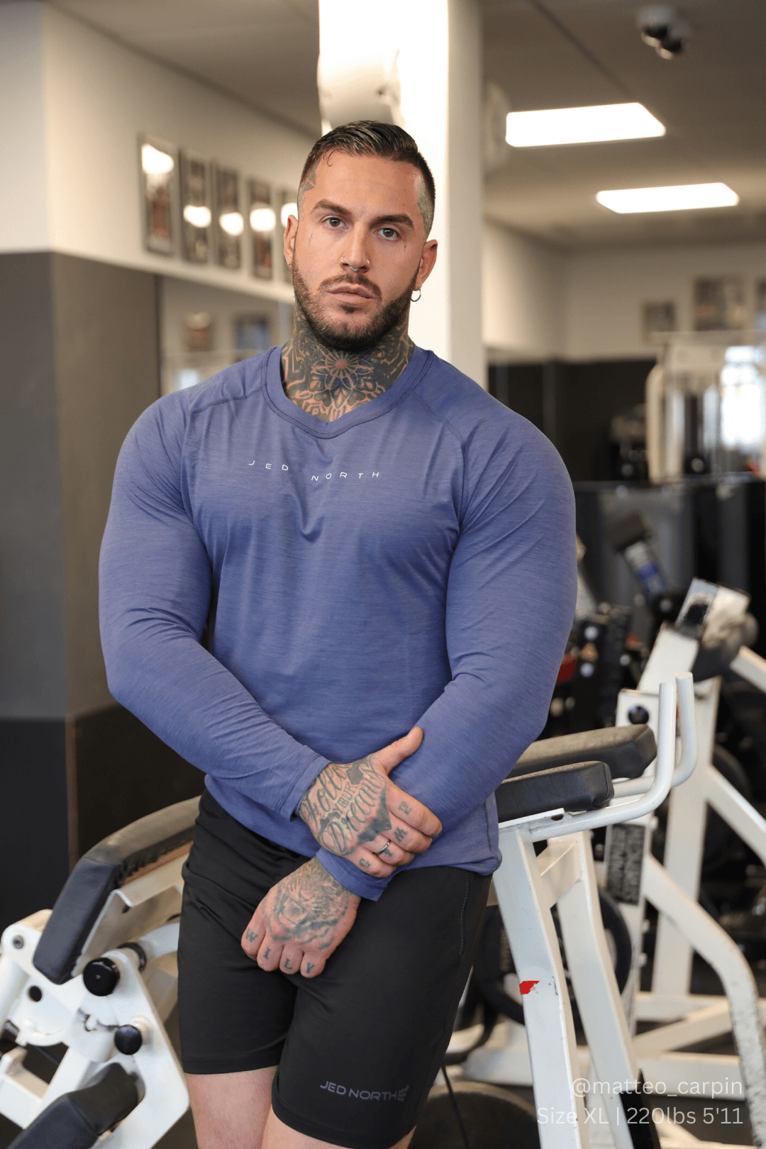 Jed North Agile Long Sleeve Activewear Training Tee - Steel Blue