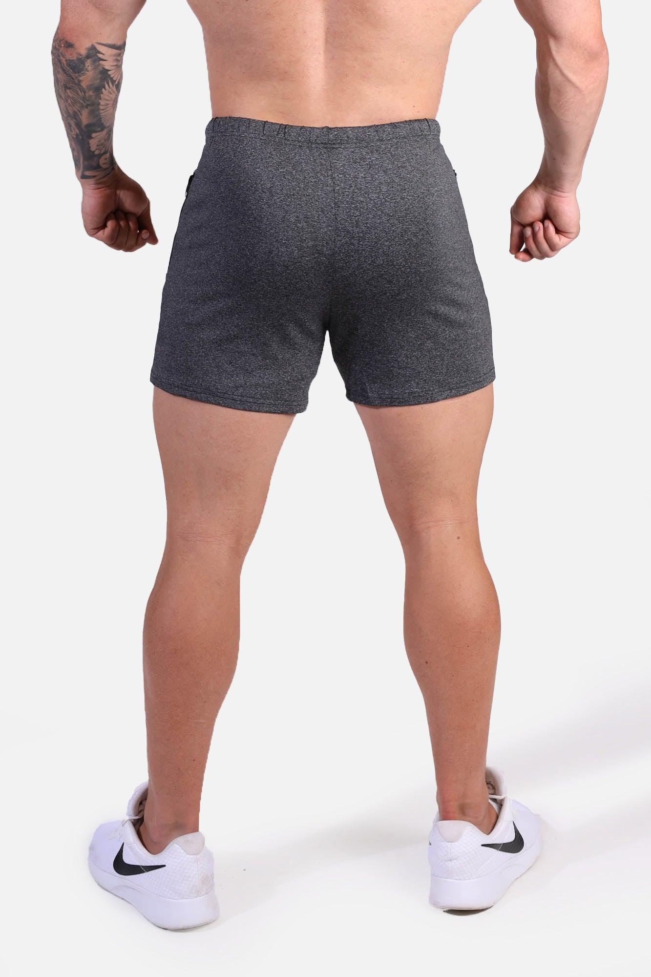 Jed North Agile Bodybuilding 4'' Shorts w Zipper Pockets - Dark Gray Heather