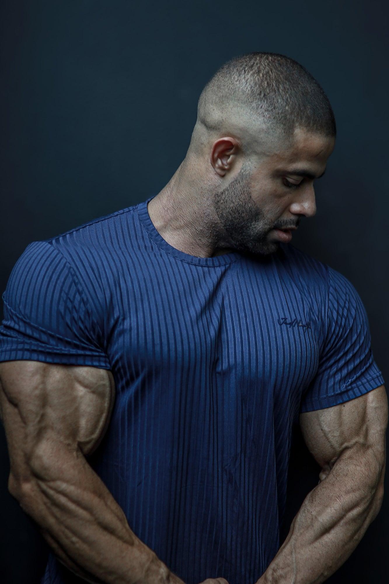 Jed North Ribbed Muscle-Fit T-Shirt - Indigo