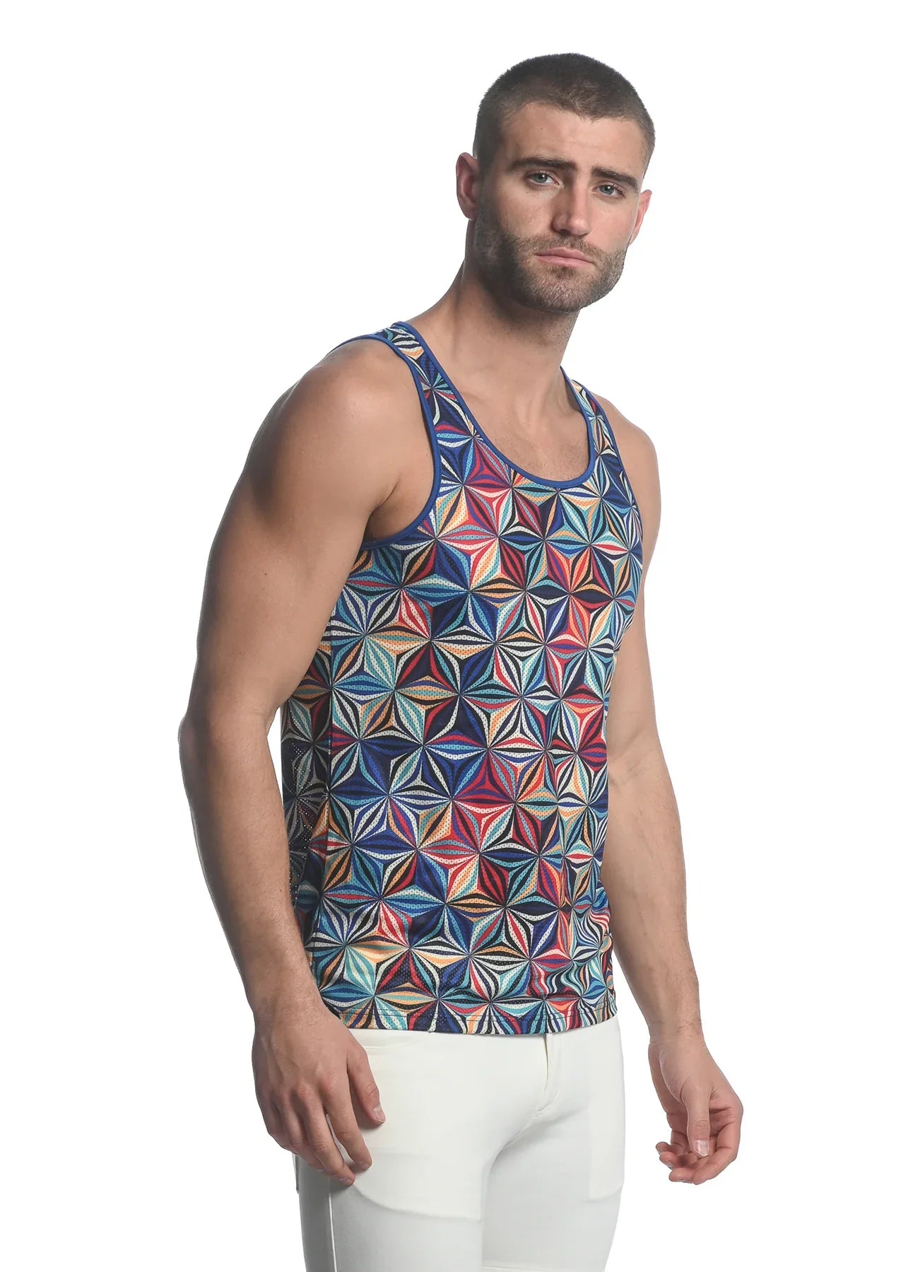ABSTRACT PRINTED MESH TANK - DealByEthan.gay loves ST33LE