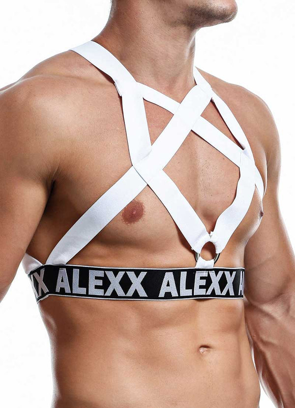 Alexx Underwear Criss Cross Harness White ALU002 Size One Size - DealByEthan.gay loves Alexx Underwear