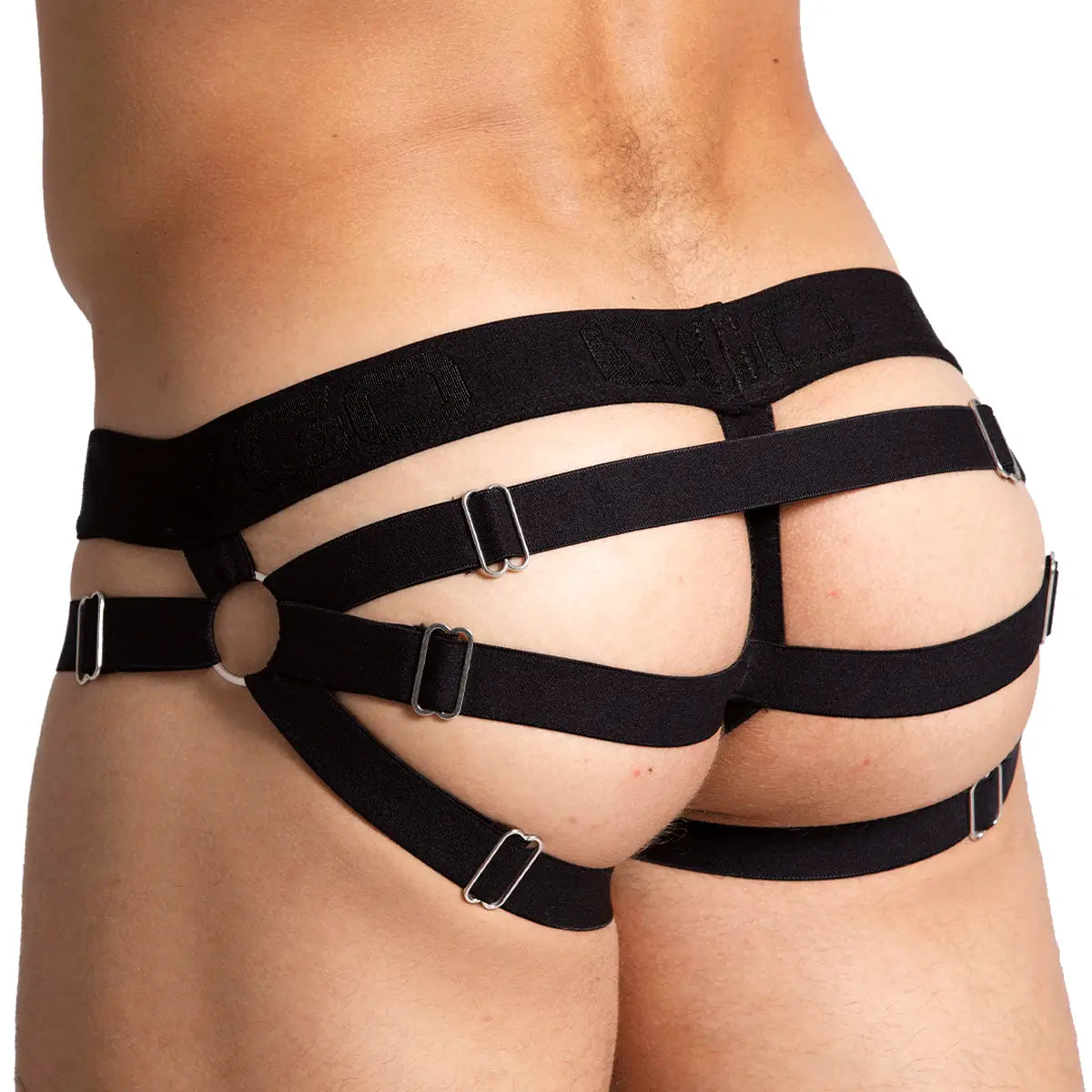 BAHIA BLACK JOCK - Men's underwear in black mesh, sexy men's jockstrap with cup for enhancement