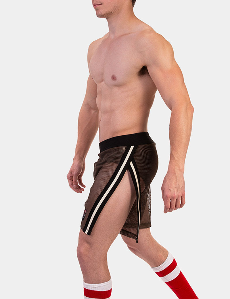 Barcode Berlin Eduard Split Sides Mesh Shorts Green/Black 91840-602 Size L - DealByEthan.gay loves Barcode Berlin