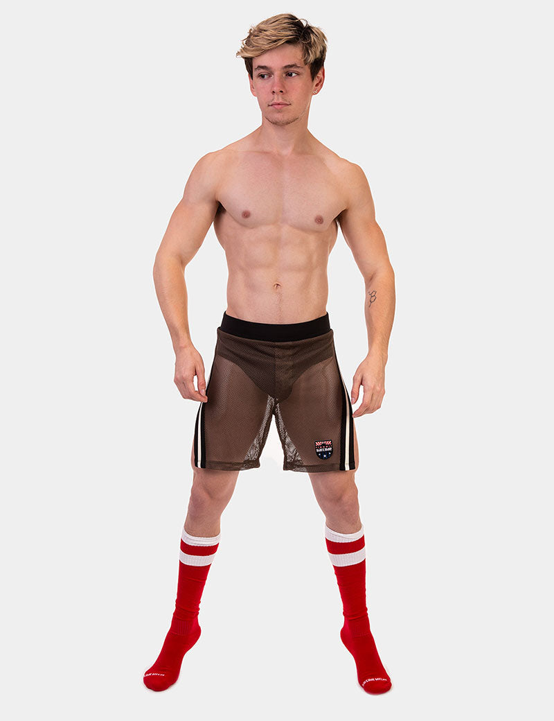 Barcode Berlin Eduard Split Sides Mesh Shorts Green/Black 91840-602 Size L - DealByEthan.gay loves Barcode Berlin