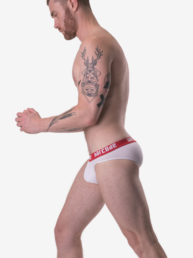 Barcode Berlin Oschi Brief Underwear White/Red 91427-201 Size M - DealByEthan.gay loves Barcode Berlin