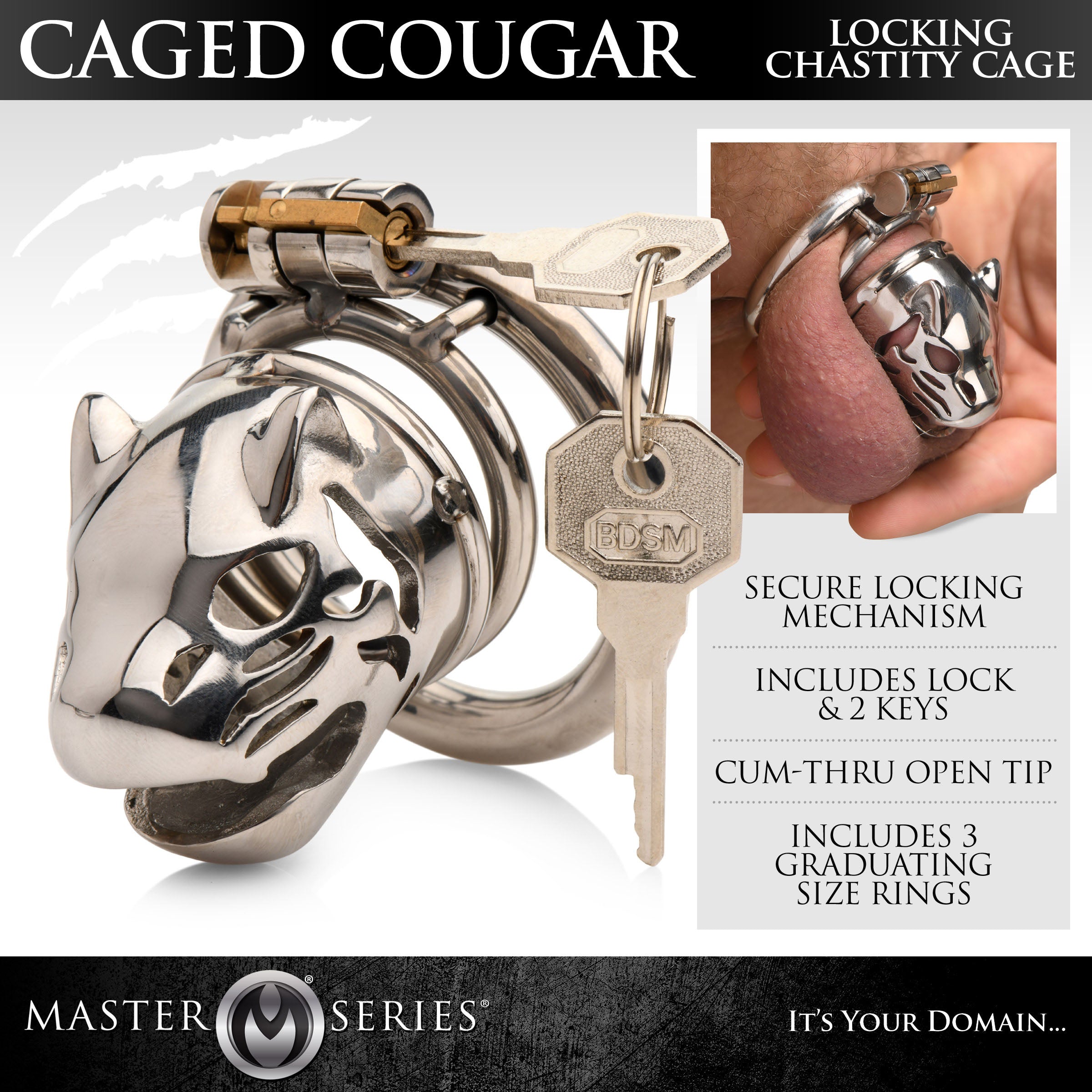 Caged Cougar Locking Chastity Cage - DealByEthan.gay loves Master Series