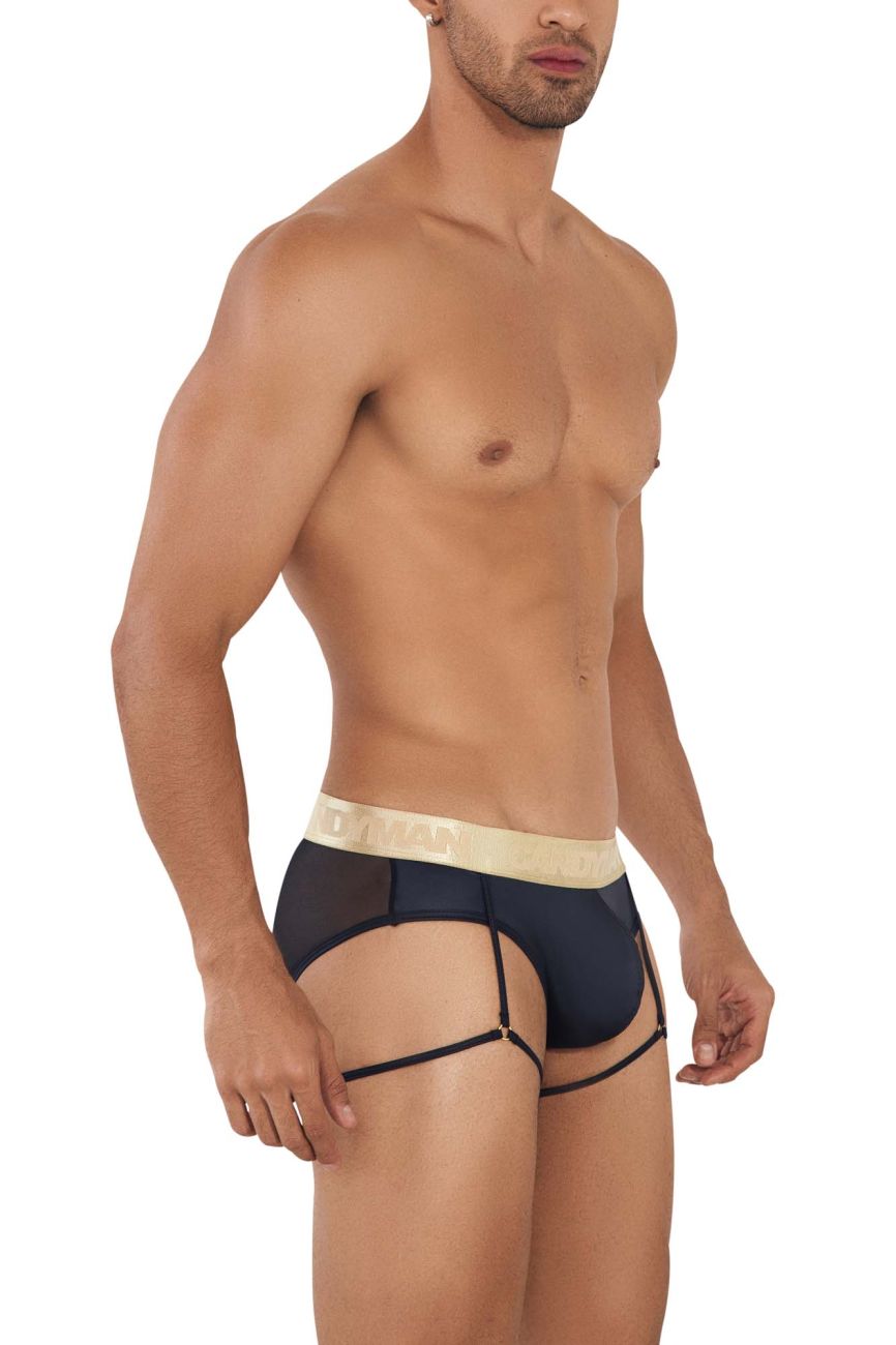 CandyMan 99722 Garter Mesh Briefs Color Black - DealByEthan.gay loves CandyMan