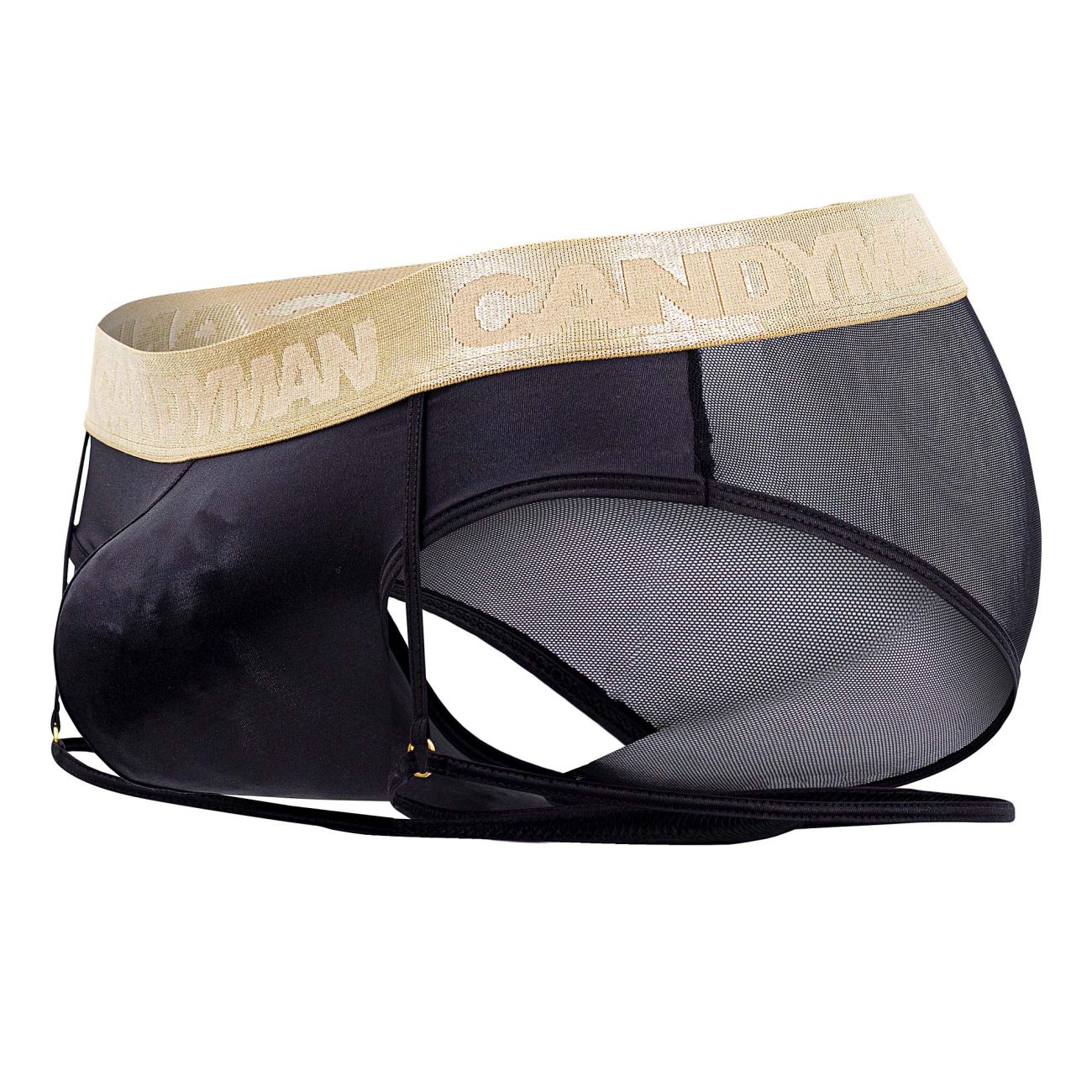 CandyMan 99722 Garter Mesh Briefs Color Black - DealByEthan.gay loves CandyMan