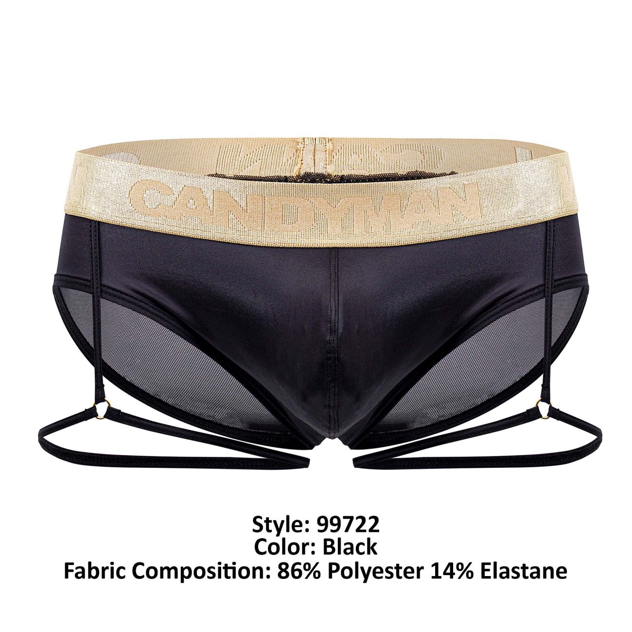 CandyMan 99722 Garter Mesh Briefs Color Black - DealByEthan.gay loves CandyMan
