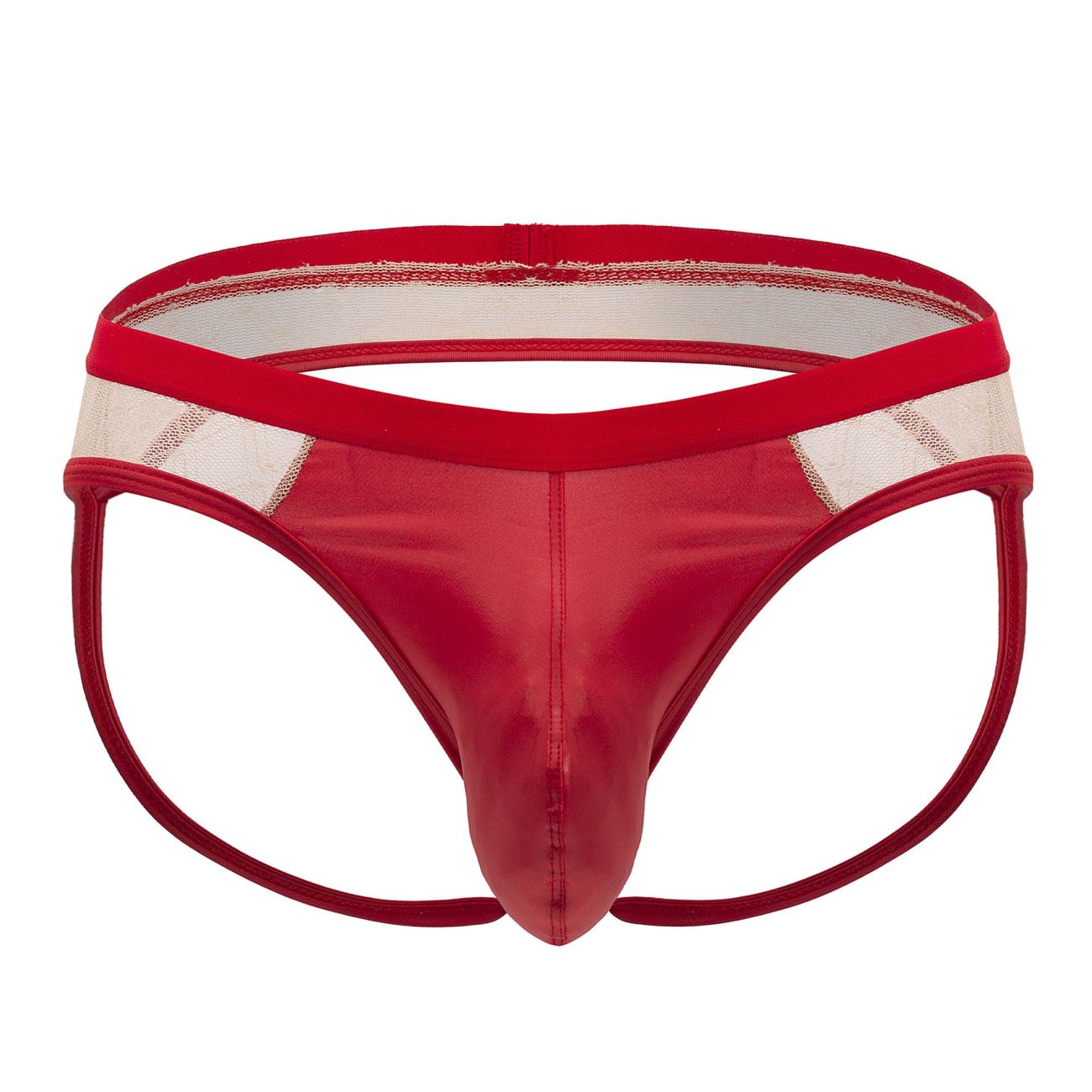 CandyMan 99763 Lace Jockstrap Color Nude-Red - DealByEthan.gay loves CandyMan