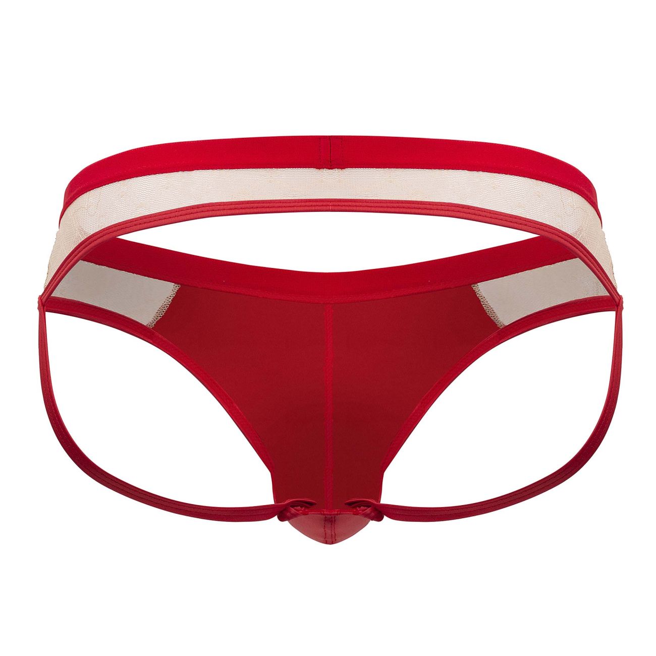 CandyMan 99763 Lace Jockstrap Color Nude-Red - DealByEthan.gay loves CandyMan
