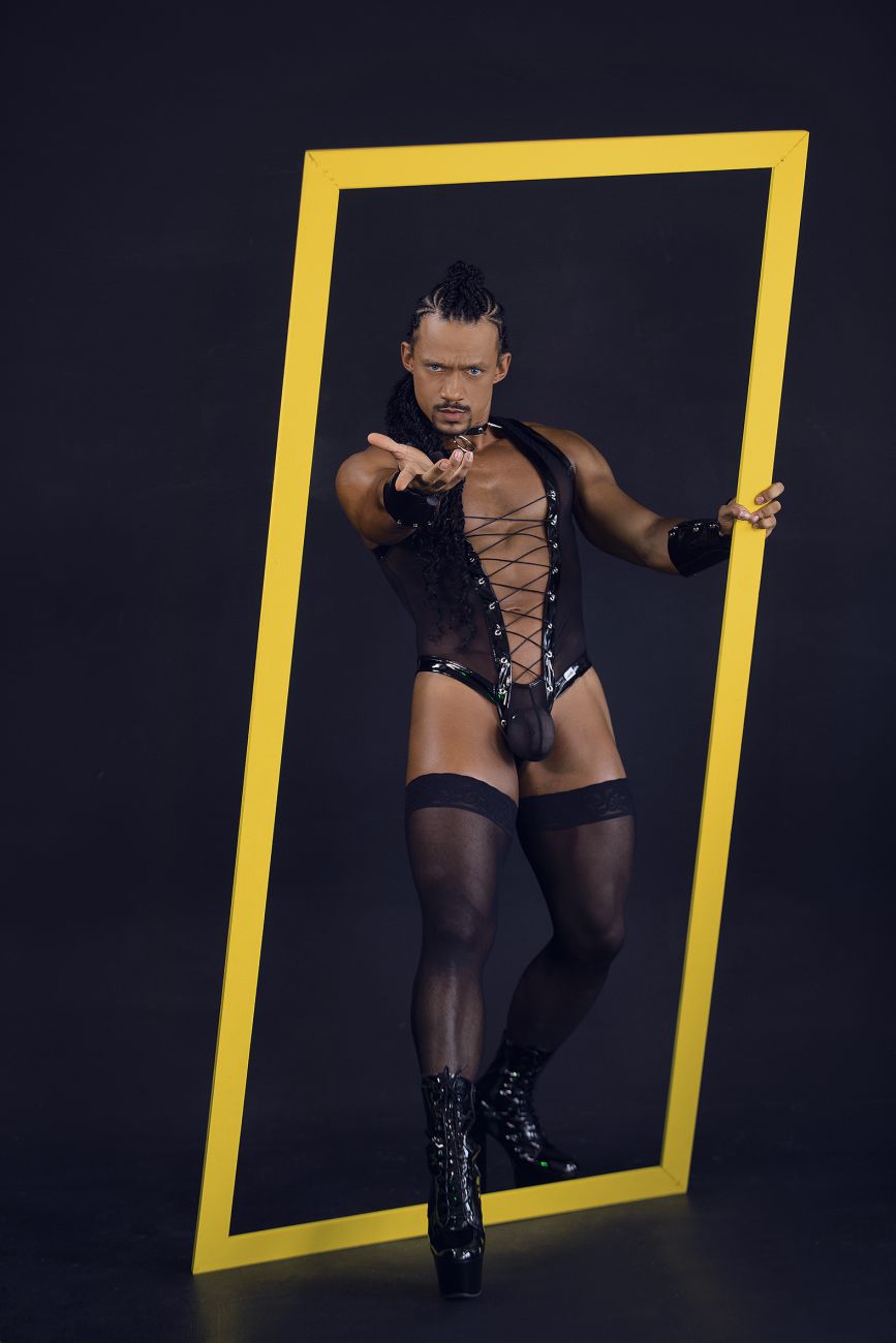 CandyMan 99774 Gladiator Bodysuit Color Black - DealByEthan.gay loves CandyMan