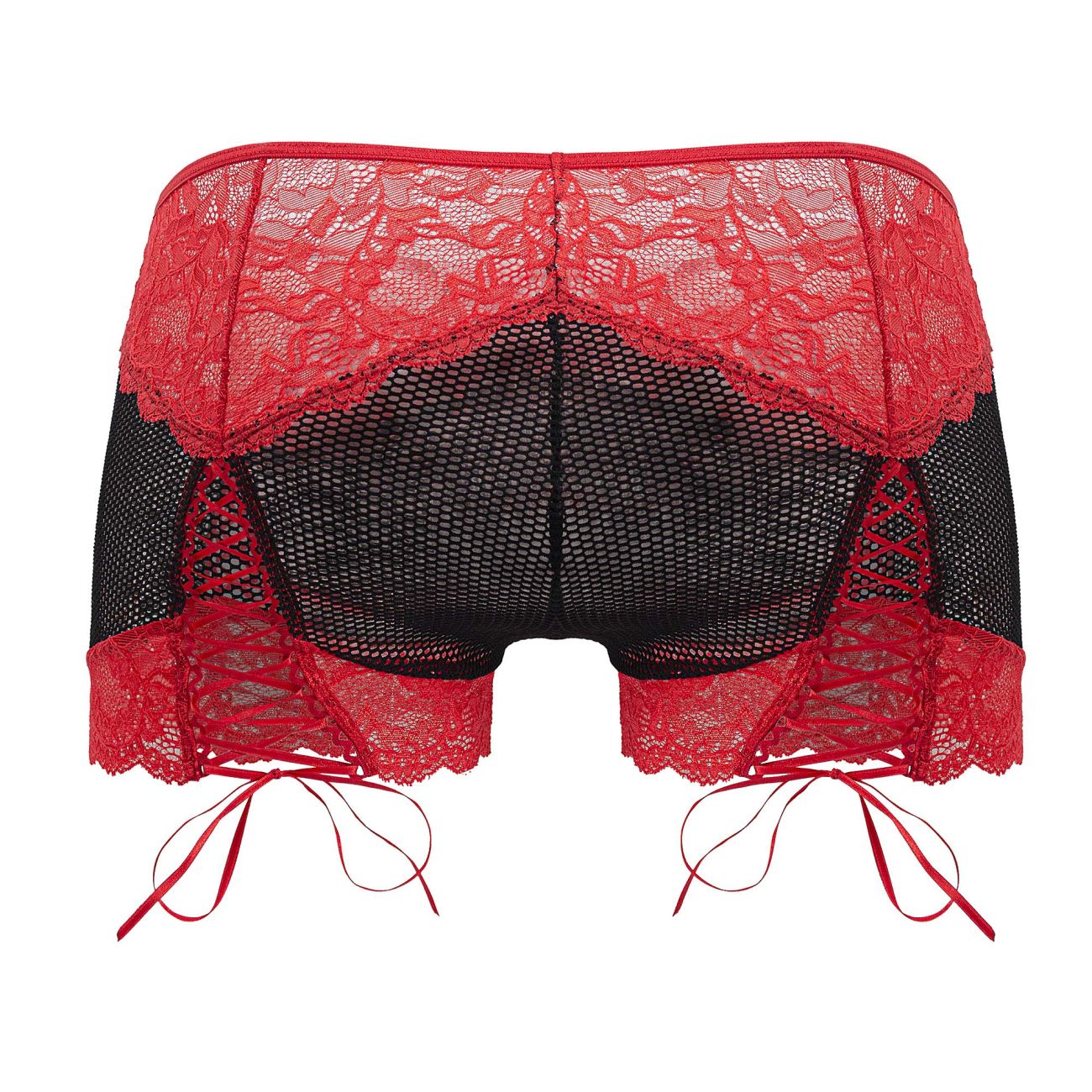 CandyMan 99779 Mesh Lace Trunks Color Black-Red - DealByEthan.gay loves CandyMan