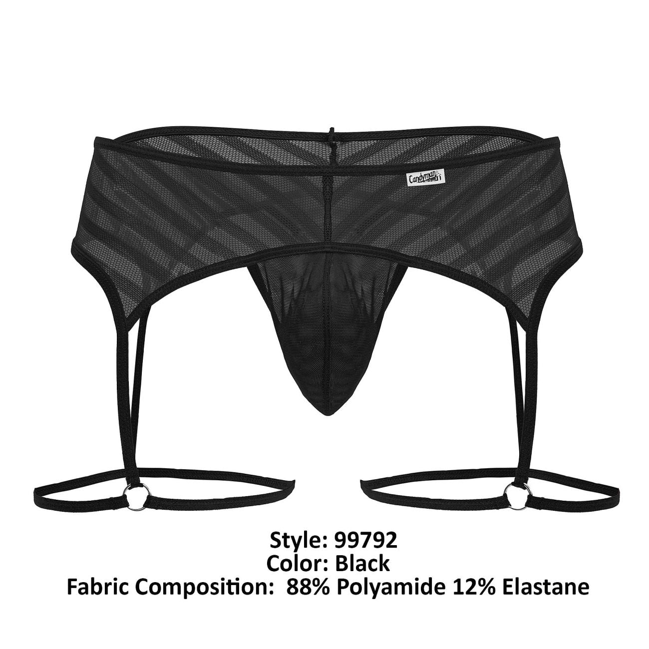 CandyMan 99792 Mesh Garter Thongs Color Black - DealByEthan.gay loves CandyMan