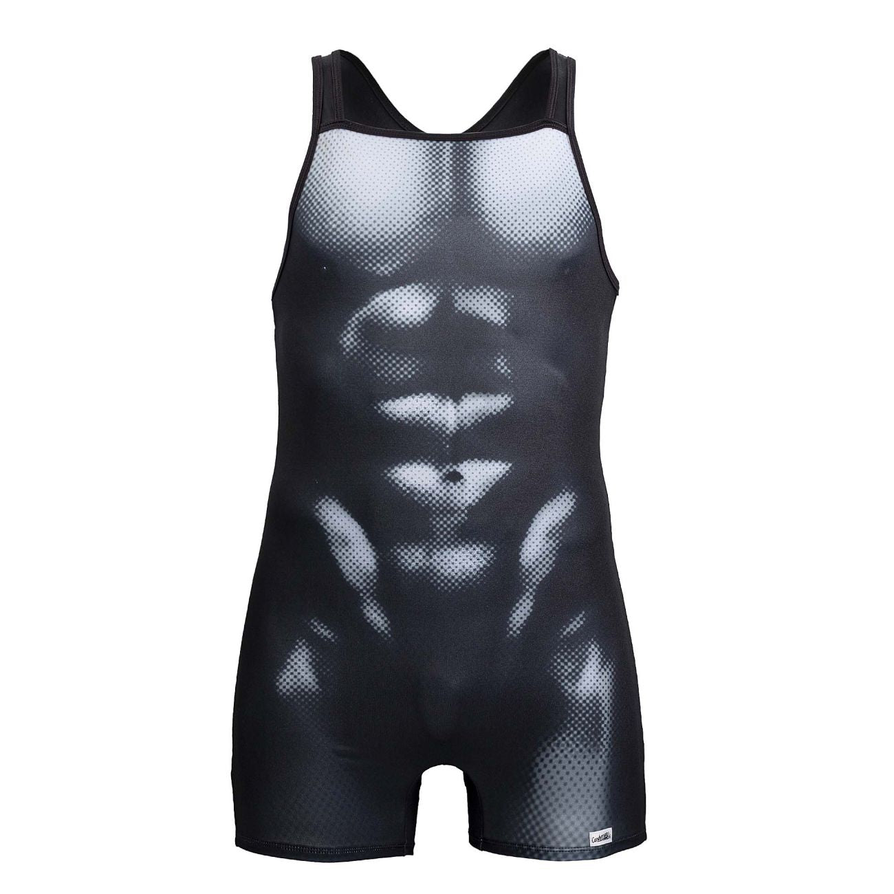 CandyMan 99796 Muscle Onesie Bodysuit Color Black-White - DealByEthan.gay loves CandyMan