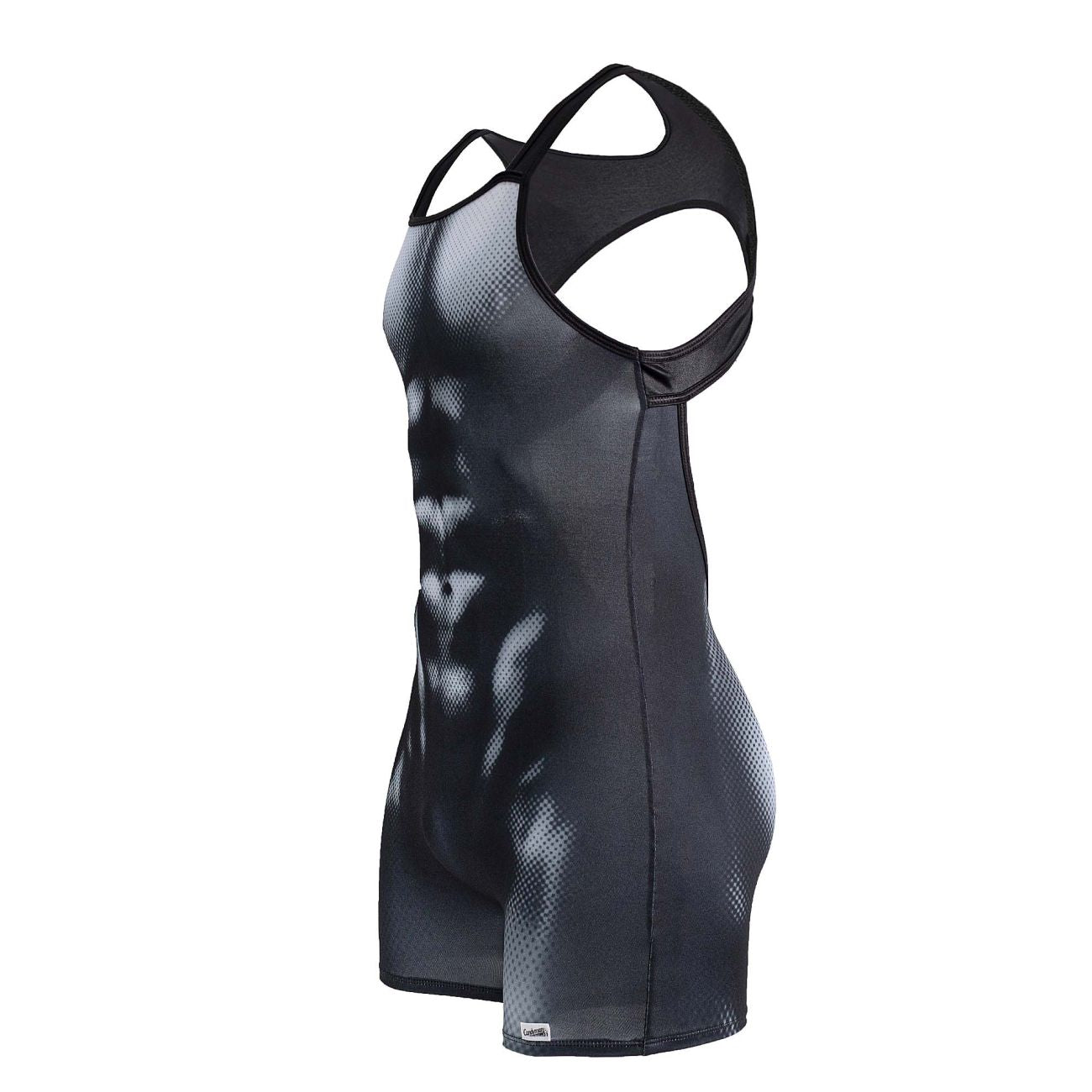CandyMan 99796 Muscle Onesie Bodysuit Color Black-White - DealByEthan.gay loves CandyMan