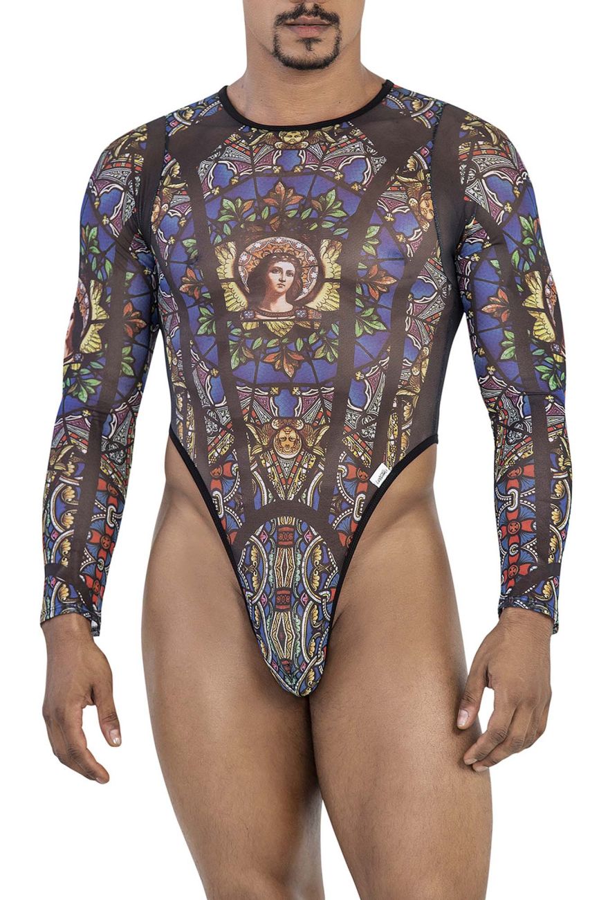 CandyMan 99814 Stained Glass Bodysuit Color Black-Print - DealByEthan.gay loves CandyMan