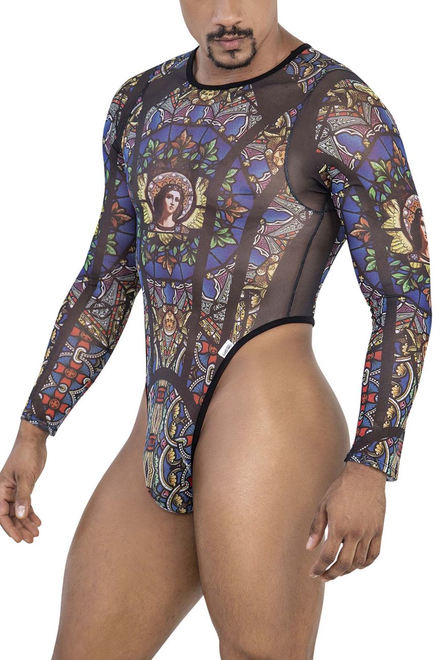 CandyMan 99814 Stained Glass Bodysuit Color Black-Print - DealByEthan.gay loves CandyMan