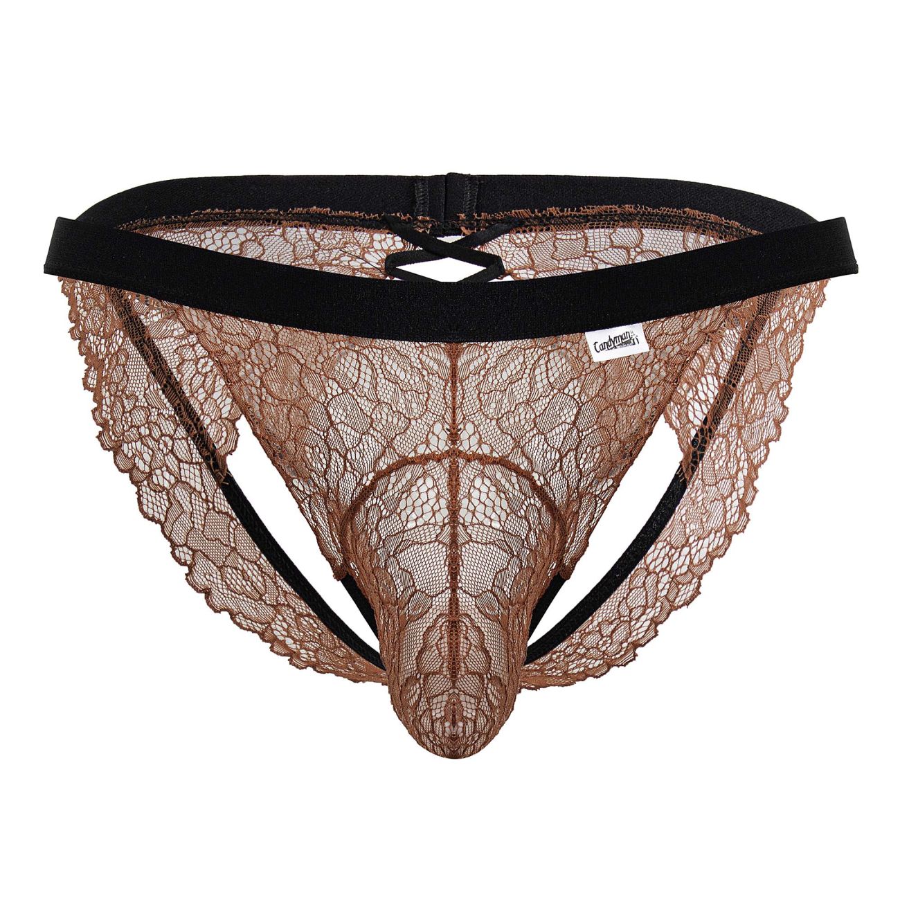 CandyMan 99853 Lace Jockstrap Color Black-Terracotta - DealByEthan.gay loves CandyMan