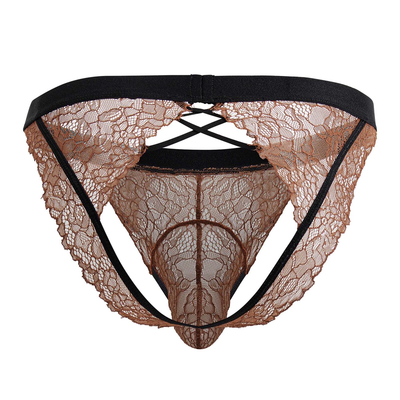 CandyMan 99853 Lace Jockstrap Color Black-Terracotta - DealByEthan.gay loves CandyMan