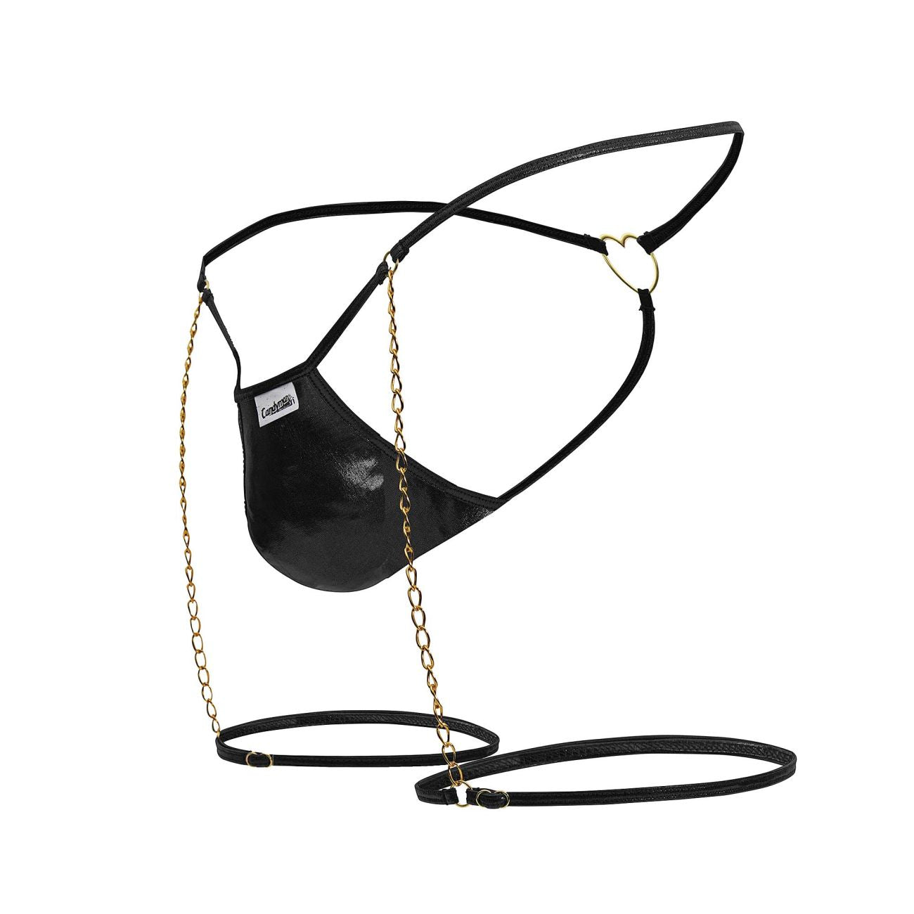 CandyMan 99827 String-Tanga mit Ketten-Strumpfband, Farbe Schwarz