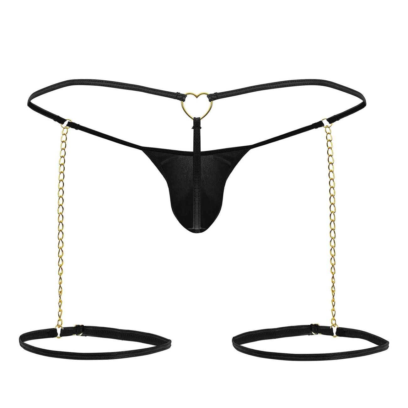 CandyMan 99827 String-Tanga mit Ketten-Strumpfband, Farbe Schwarz