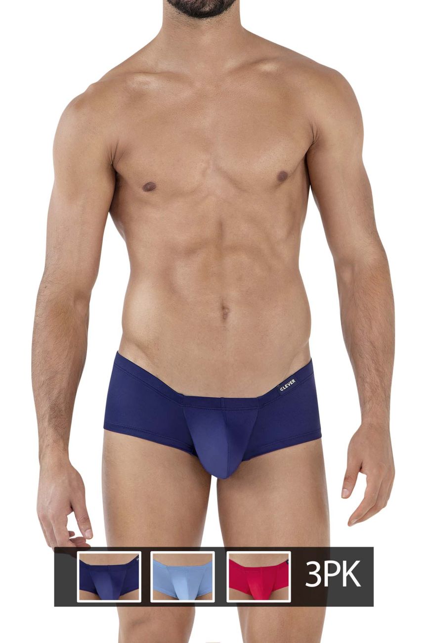 Clever 229929 3PK Australian Latin Trunks Color Red-Blue-Dark Blue - DealByEthan.gay loves Clever