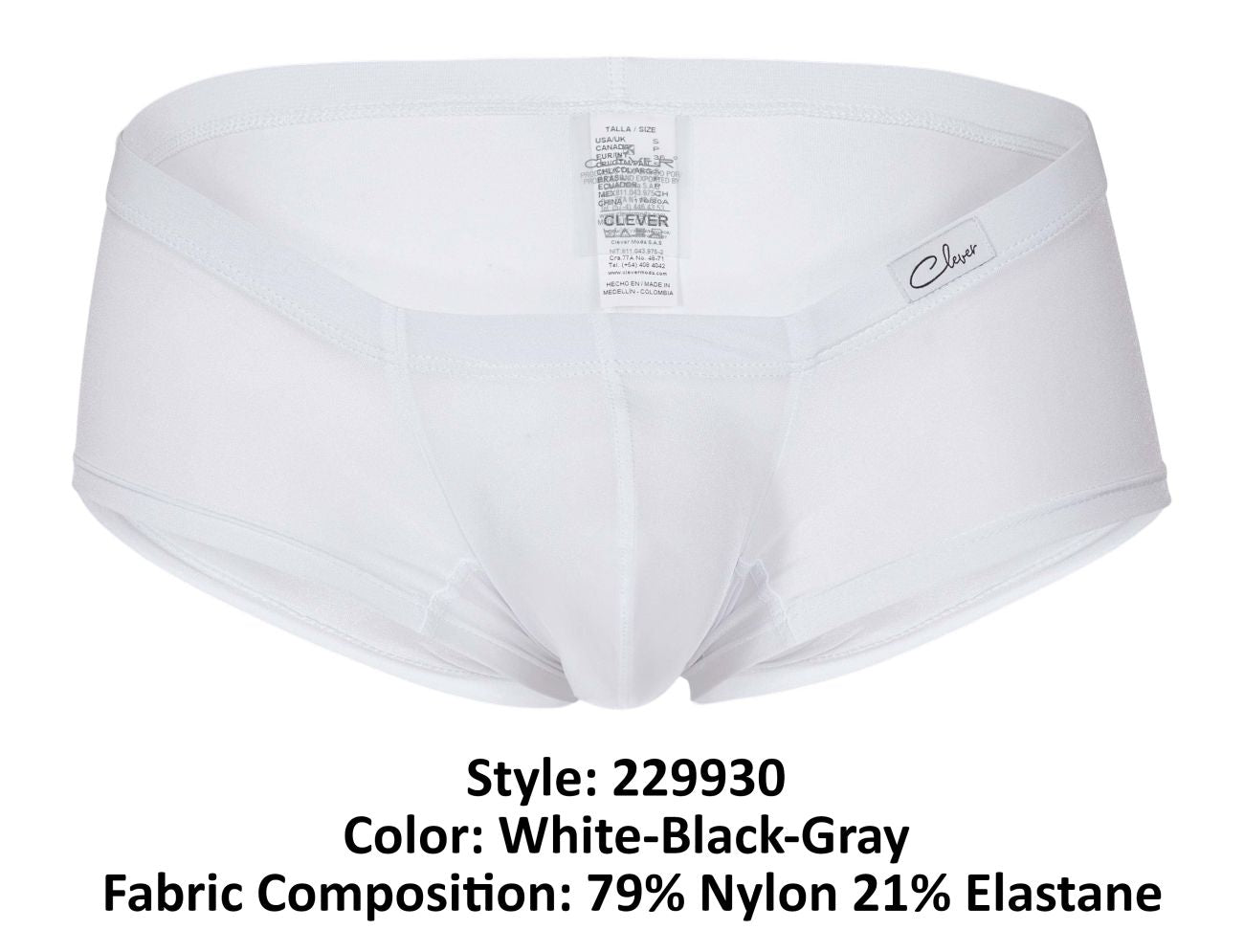 Clever 229930 3PK Australian Latin Trunks Color White-Black-Gray - DealByEthan.gay loves Clever