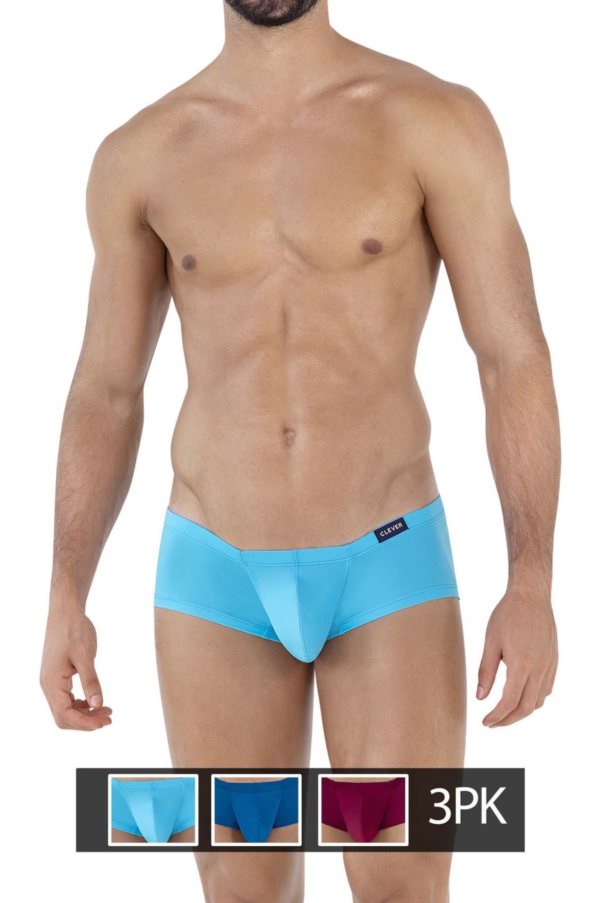 Clever 229932 3PK Australian Latin Trunks Color Blue-Petrol Blue-Grape - DealByEthan.gay loves Clever