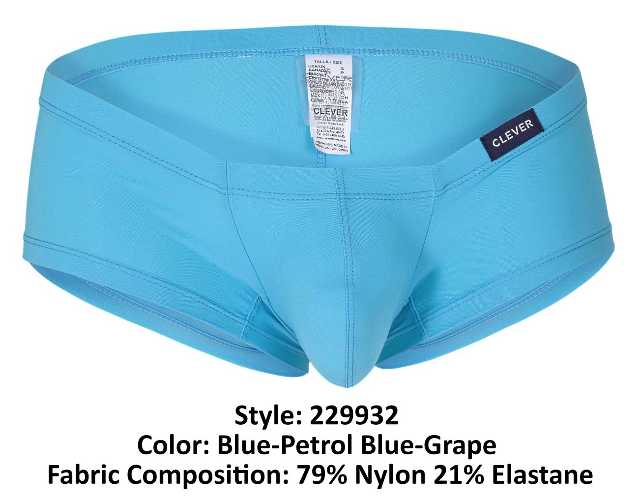 Clever 229932 3PK Australian Latin Trunks Color Blue-Petrol Blue-Grape - DealByEthan.gay loves Clever