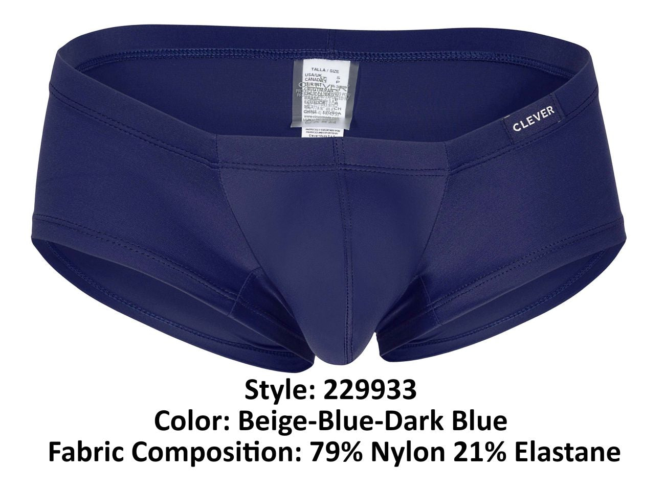 Clever 229933 3PK Australian Latin Trunks Color Beige-Blue-Dark Blue - DealByEthan.gay loves Clever