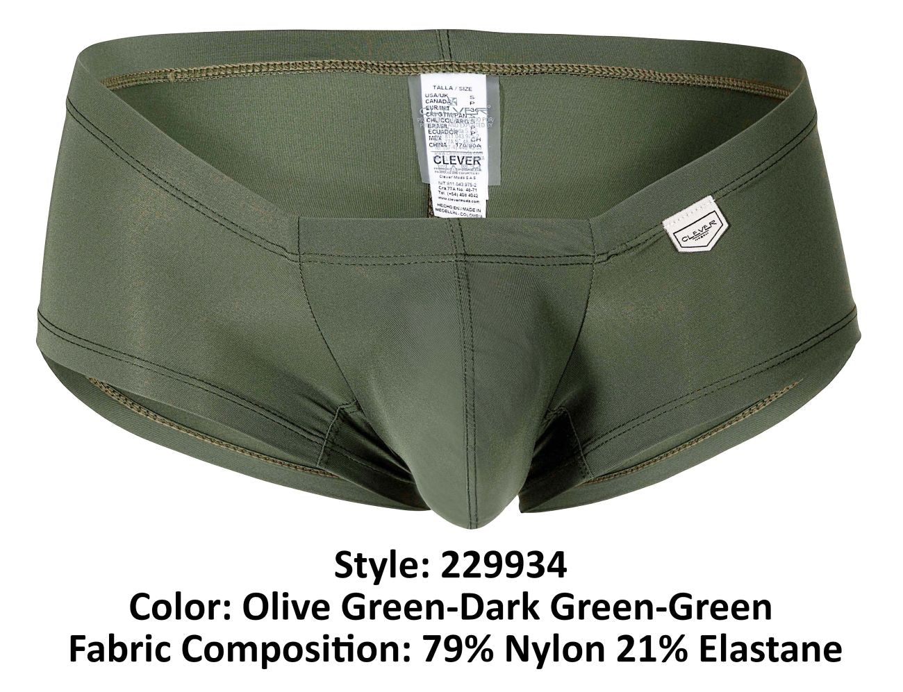Clever 229934 3PK Australian Latin Trunks Color Olive Green-Dark Green-Green - DealByEthan.gay loves Clever