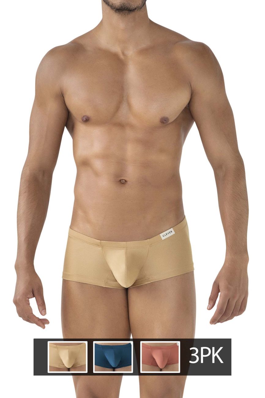 Clever 229941 3PK Australian Latin Trunks Trunks Color Blue-Ochre-Gold - DealByEthan.gay loves Clever
