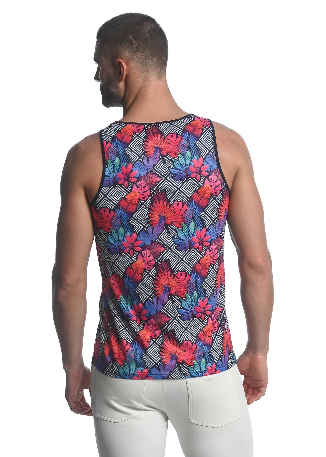 DIAMOND TROPICS PRINTED MESH TANK - DealByEthan.gay loves ST33LE