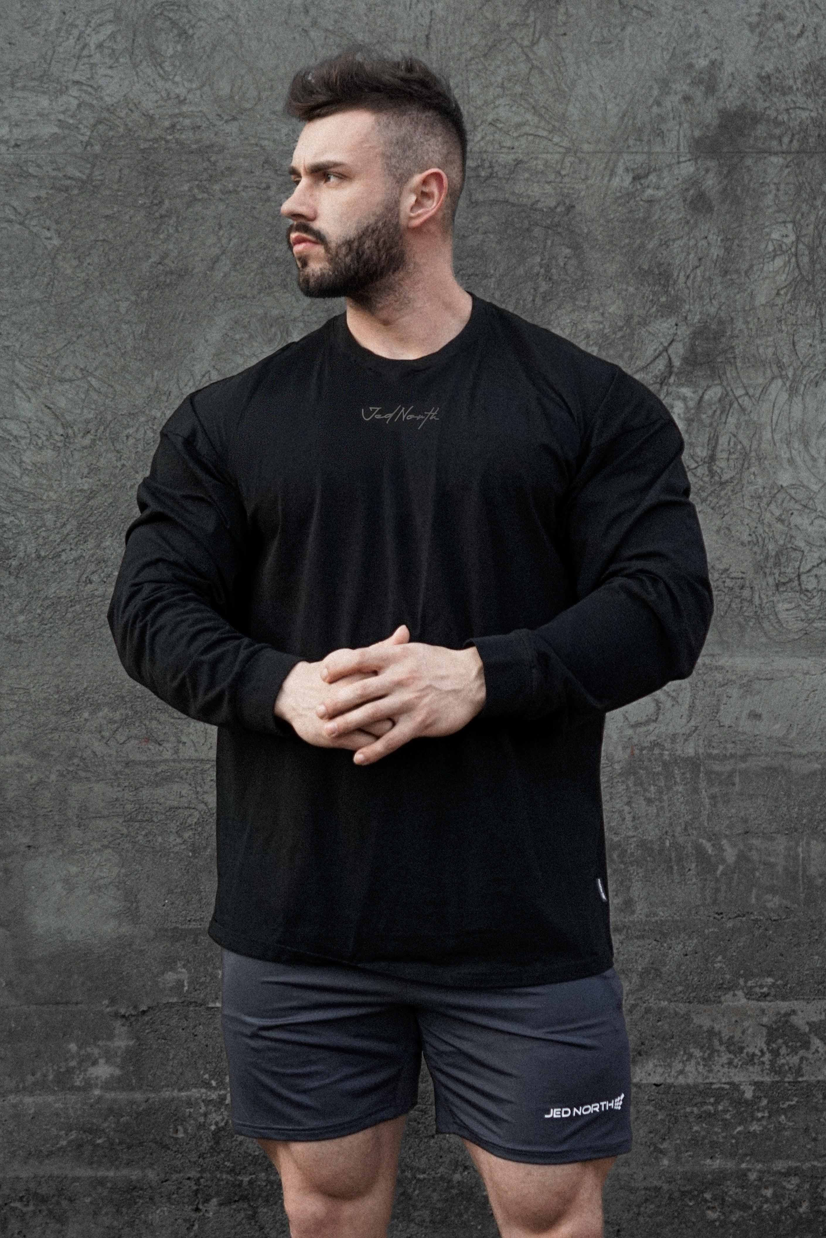 Jed North Energy Oversize-Langarm-T-Shirt 2.0 - Obsidianschwarz