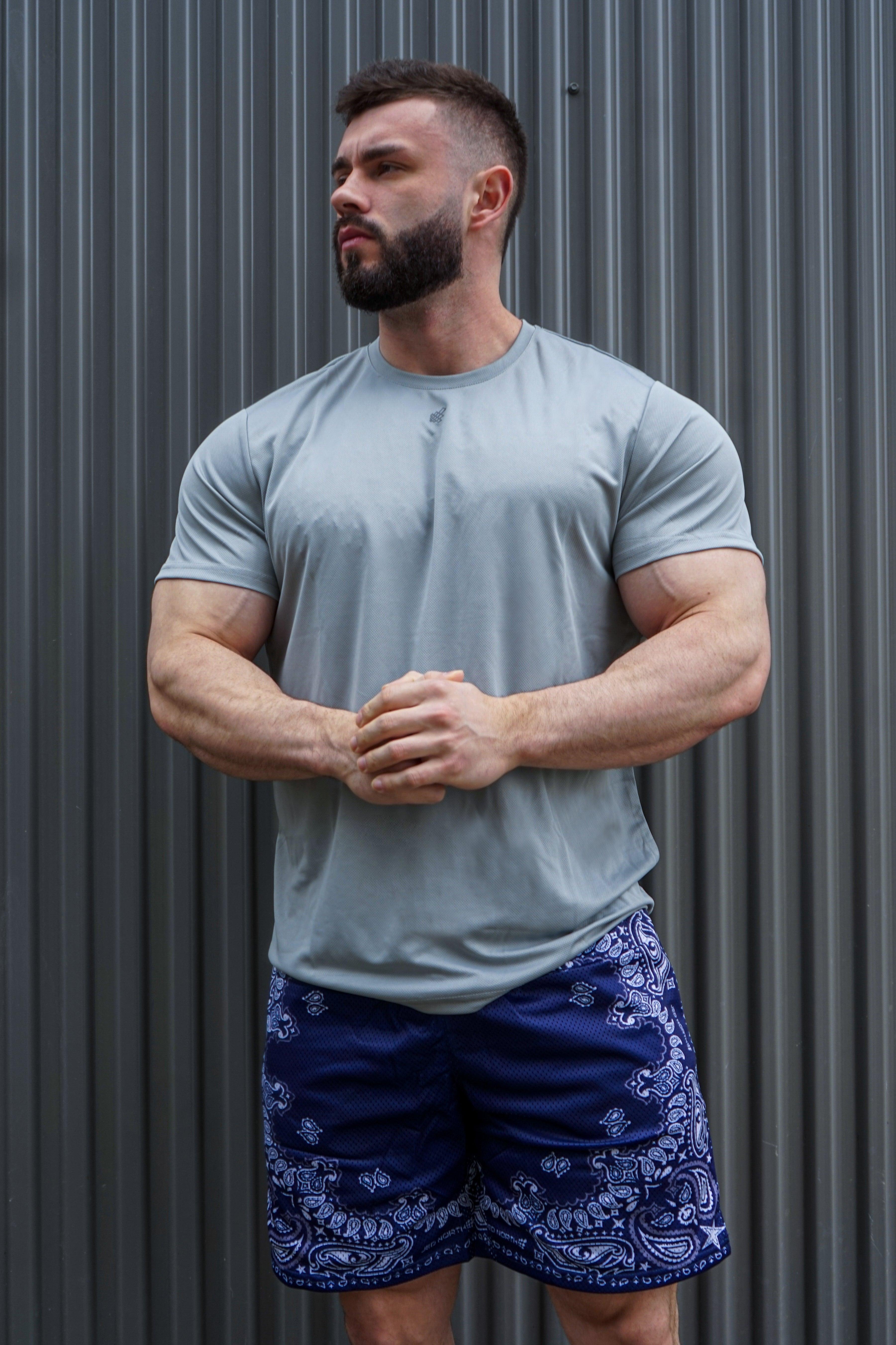 Jed North Jersey Mesh 7.5" Gym Shorts - Navy Paisley
