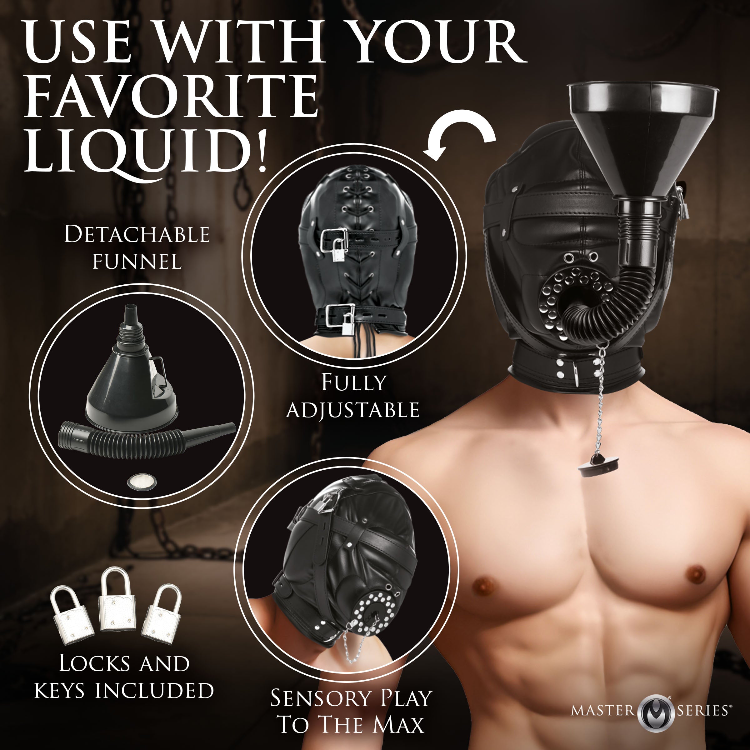 Degraded Sensory Deprivation Hood with Funnel - DealByEthan.gay loves Master Series