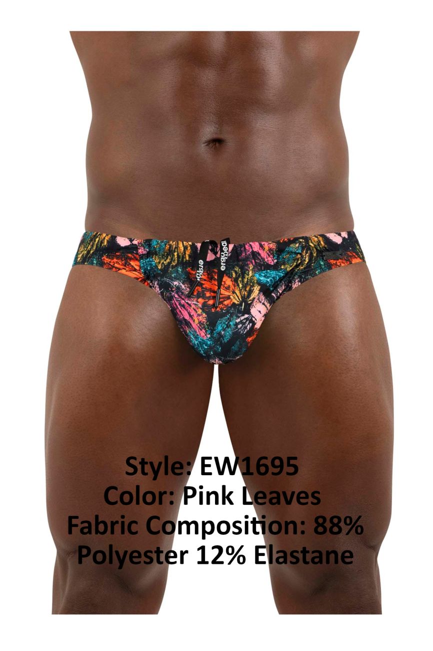 ErgoWear EW1695 FEEL SW Swim Briefs Color Pink Leaves - DealByEthan.gay loves ErgoWear