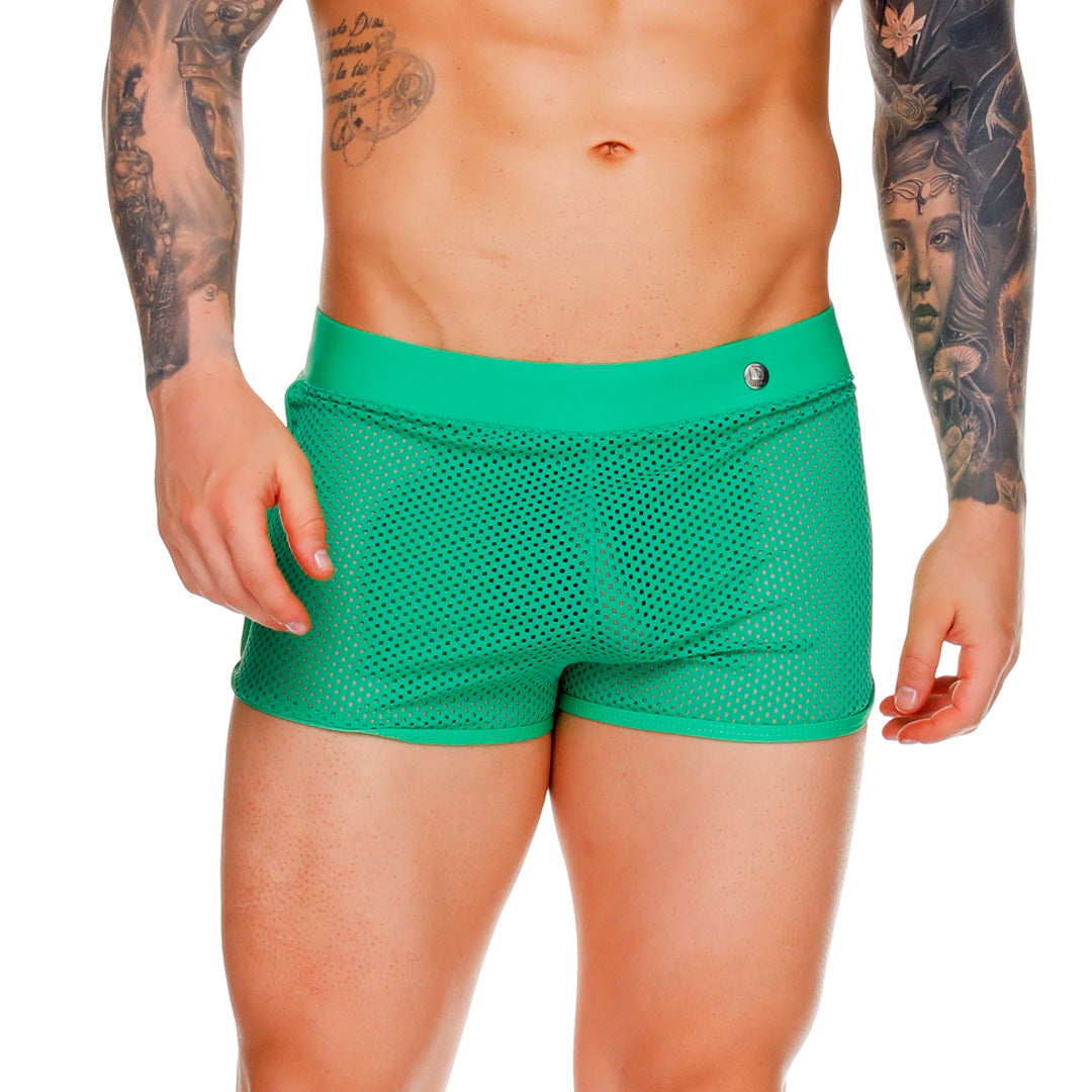 MOROCCO GREEN HOTSHORT - Men's green mesh shorts