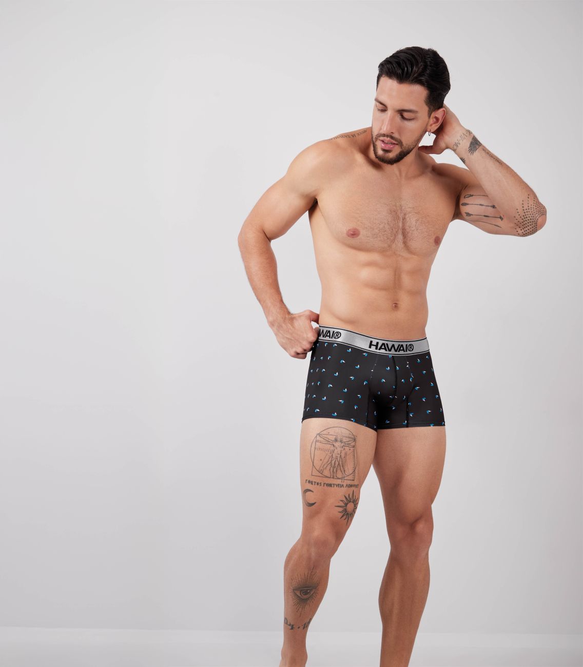 HAWAI 42470 Printed Microfiber Trunks Color Black - DealByEthan.gay loves HAWAI