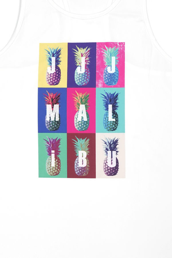 JJ Malibu Feel-Me Scoop Bottom Tank - Multicolor Pineapple - DealByEthan.gay loves JJ Malibu