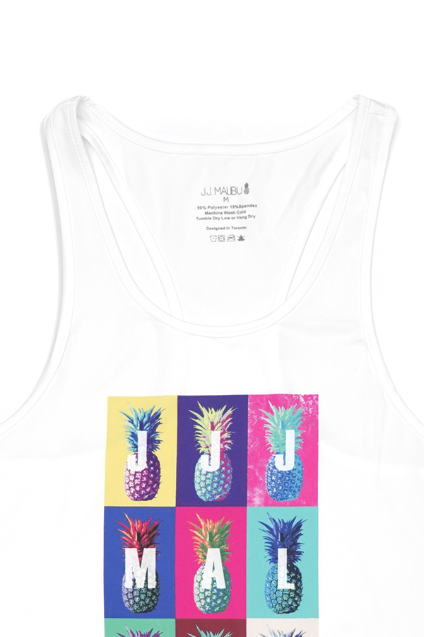 JJ Malibu Feel-Me Scoop Bottom Tank - Multicolor Pineapple - DealByEthan.gay loves JJ Malibu