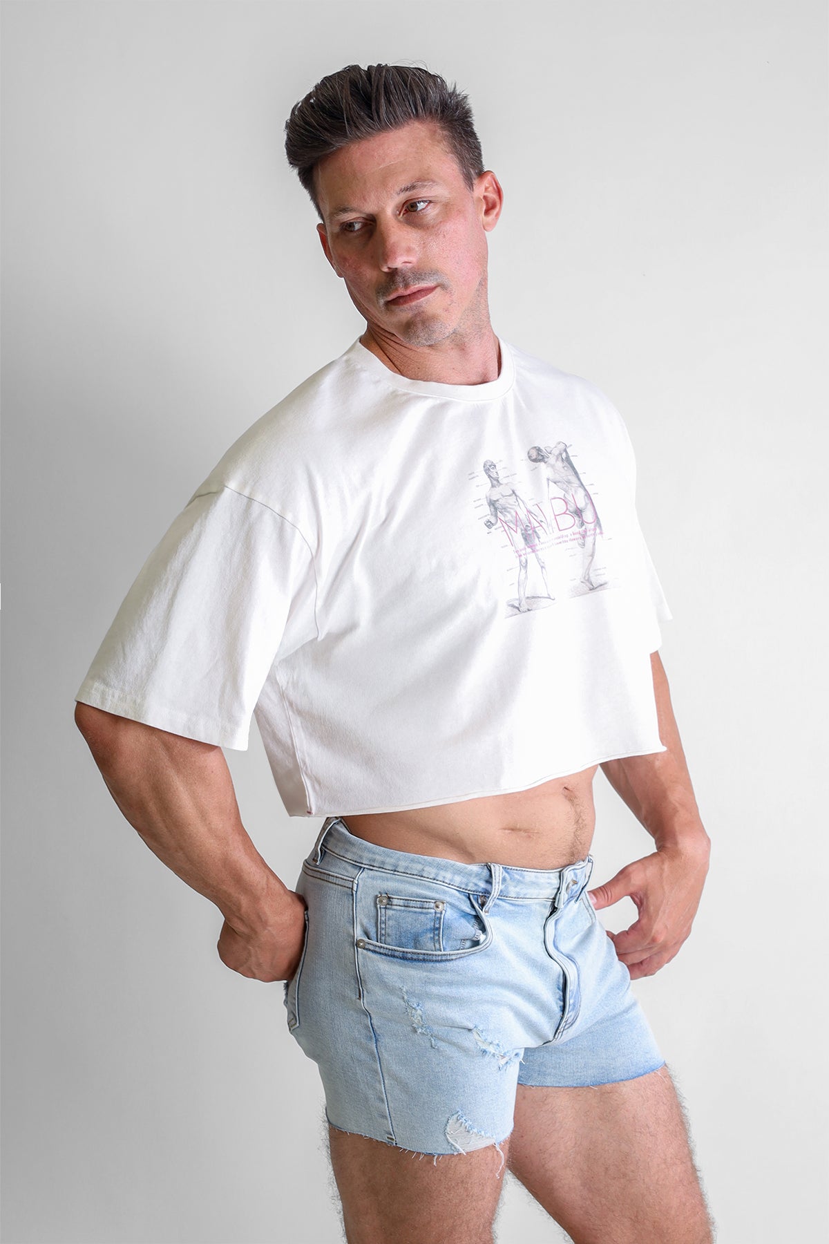 JJ Malibu Vintage-Washed Drop-Shoulder Crop Tee - Anatomy - DealByEthan.gay loves JJ Malibu