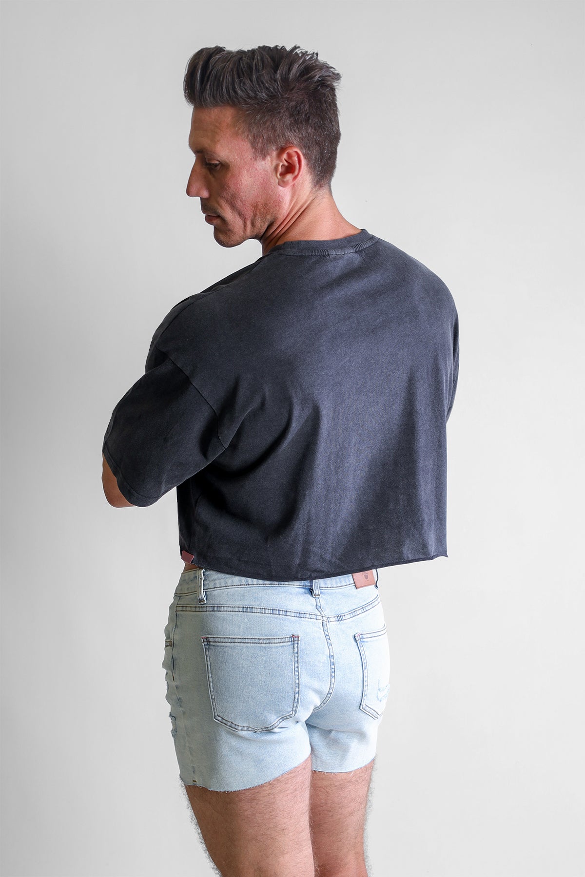 JJ Malibu Vintage-Washed Drop-Shoulder Crop Tee - Beefcake - DealByEthan.gay loves JJ Malibu