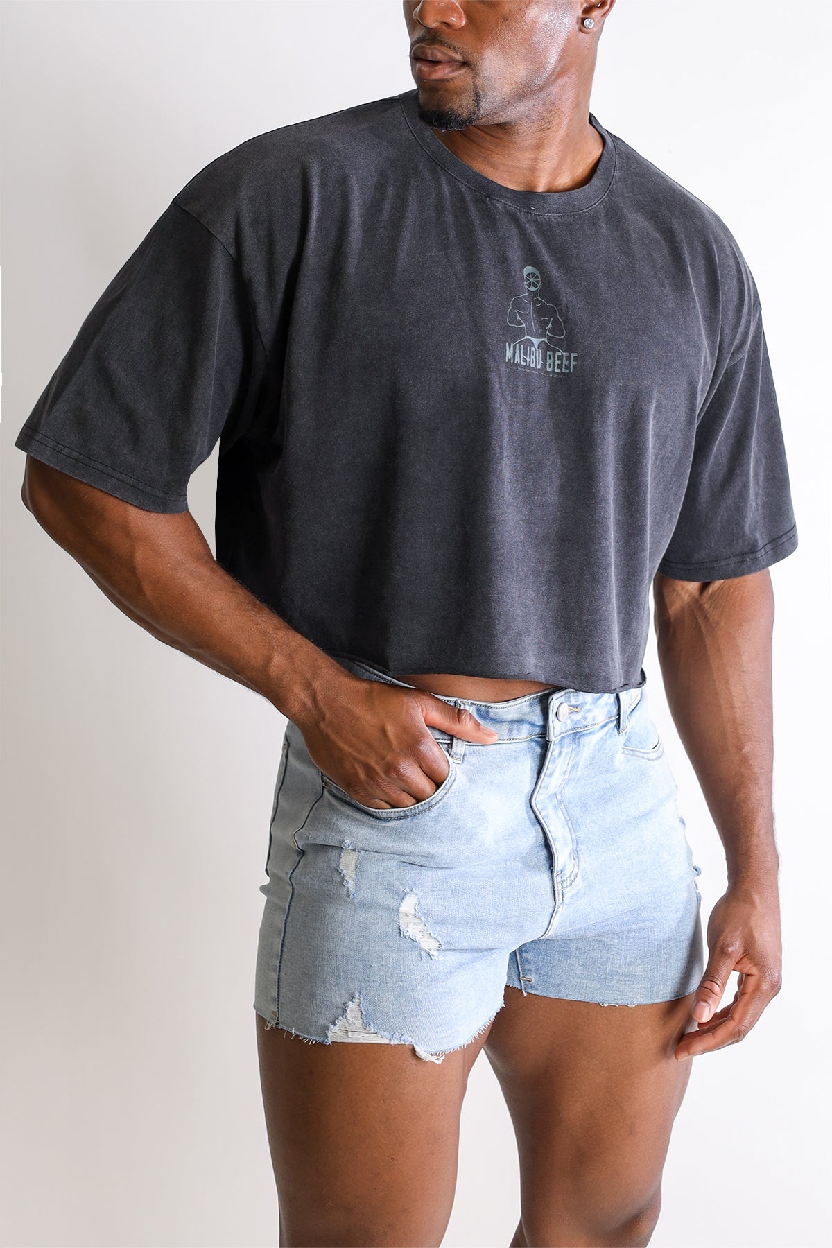 JJ Malibu Vintage-Washed Drop-Shoulder Crop Tee - Beefcake - DealByEthan.gay loves JJ Malibu