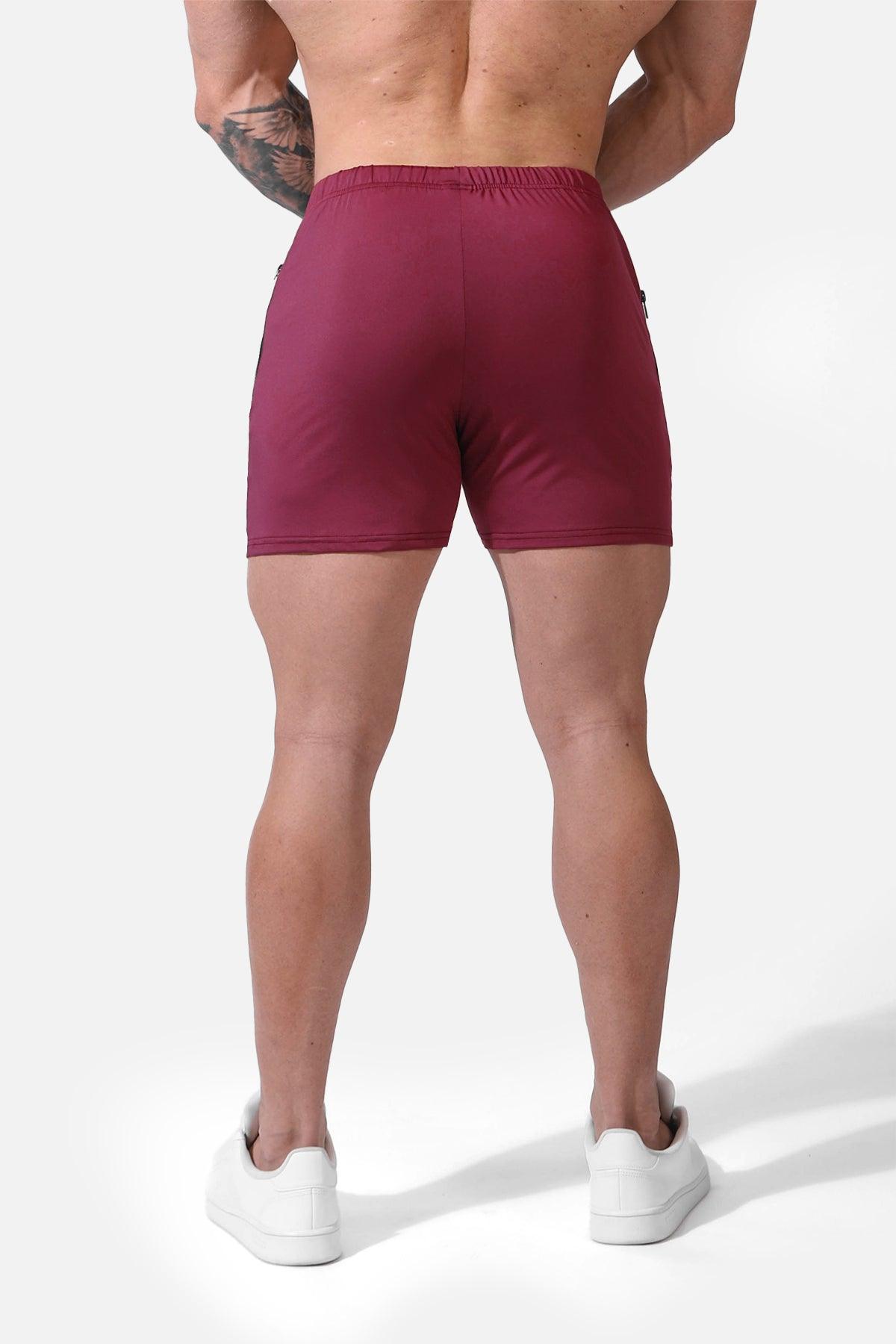 Jed North Agile Bodybuilding 4'' Shorts w Zipper Pockets - Maroon