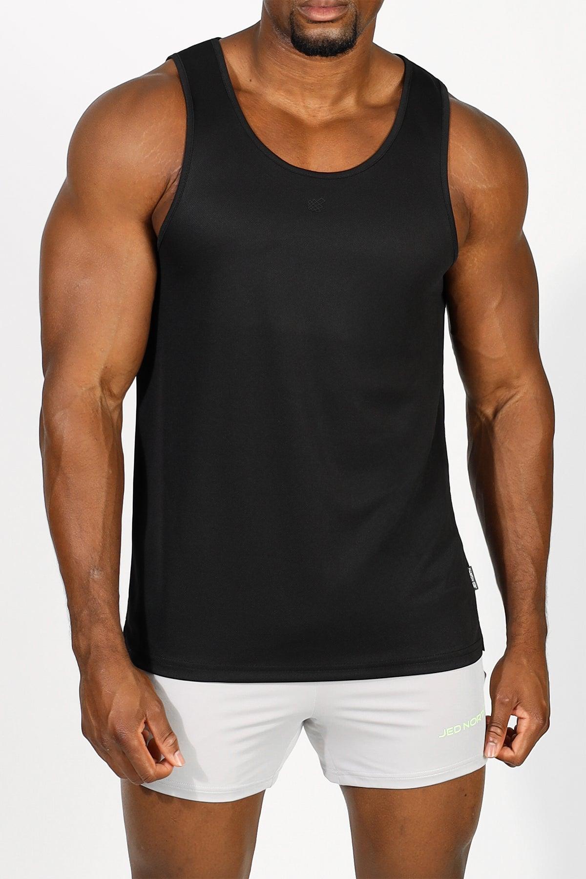 Jed North Alpha Microfiber Fast-Dry Gym Tank Top - Obsidian Black