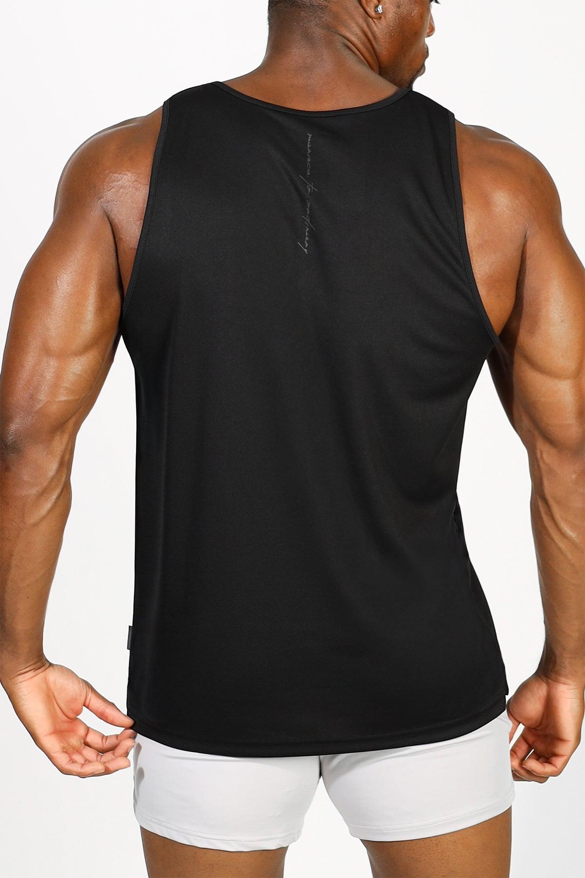 Jed North Alpha Microfiber Fast-Dry Gym Tank Top - Obsidian Black