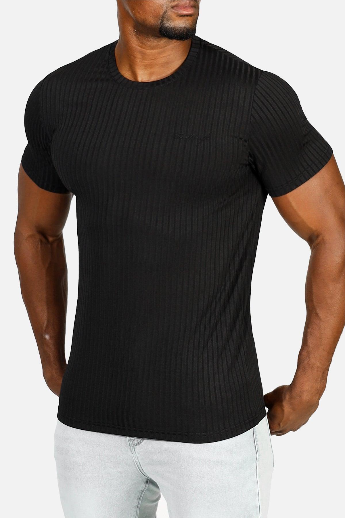 Jed North Ribbed Muscle-Fit T-Shirt - Jet Black